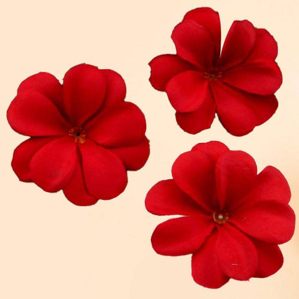 3.23 in Artificial Red Plumeria Rubra Flower Heads Silk Indoor Outdoor Decorativ