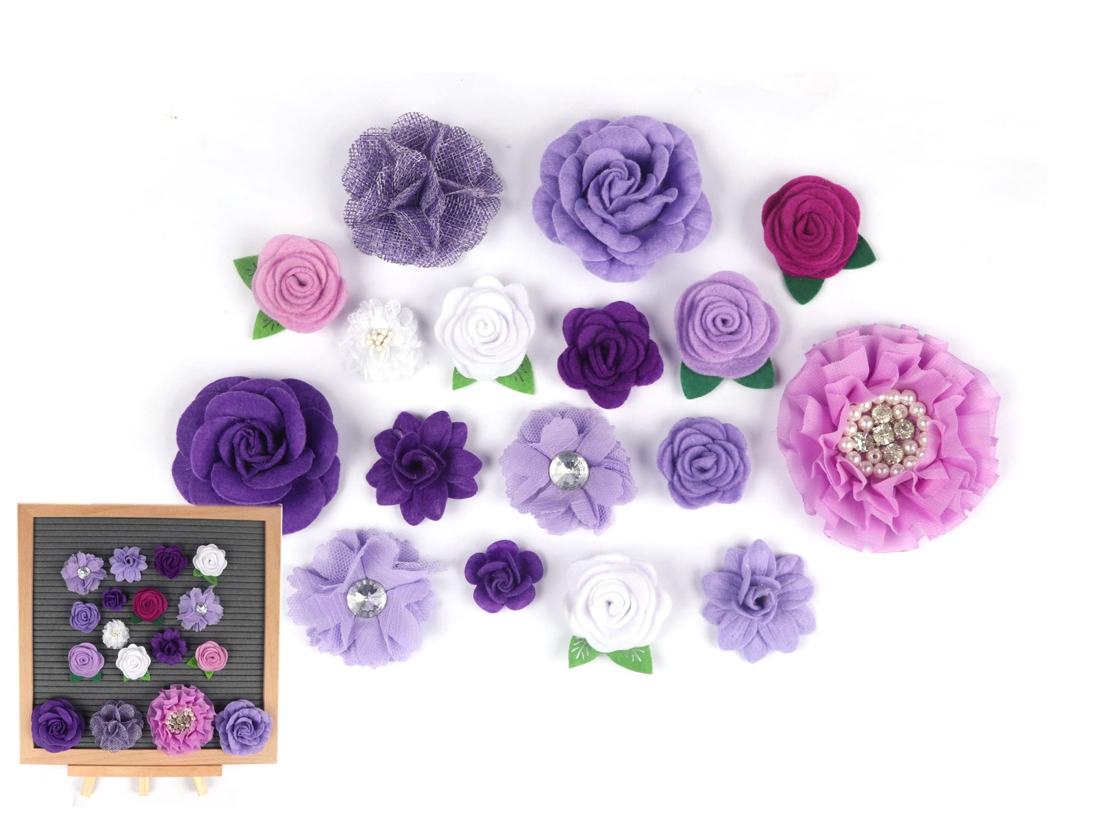 16pcs Bulk Felt Flowers Fabric Flower for Letter Boards Message Board Decor F…