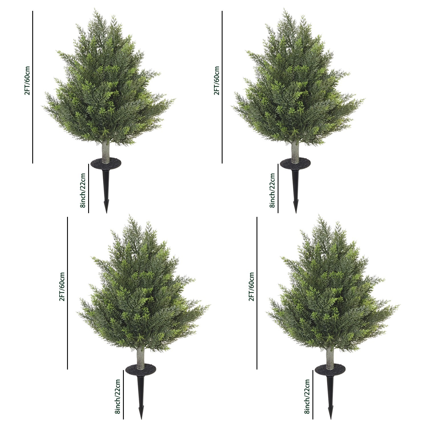 2 Pack 2ft UV Resistant Artificial Cypress Tree