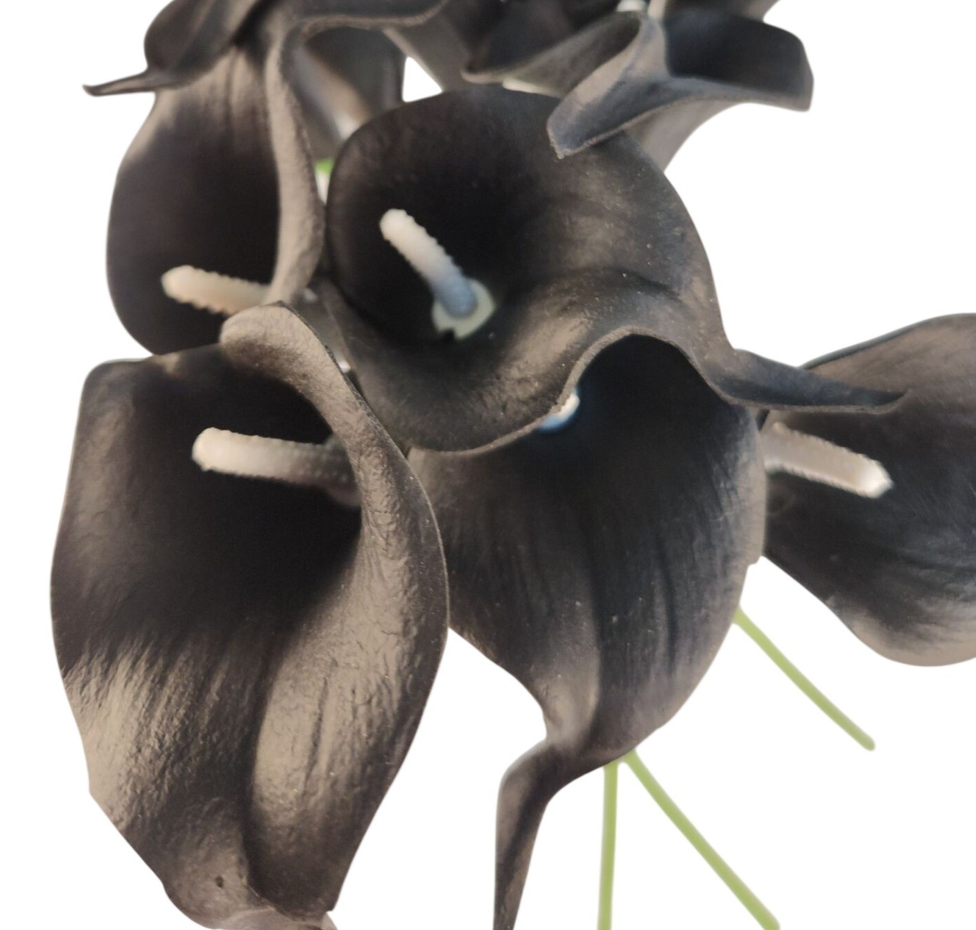 Black Calla Lily Faux Flowers Set of 5 Artificial Stems Gothic Modern Home Decor