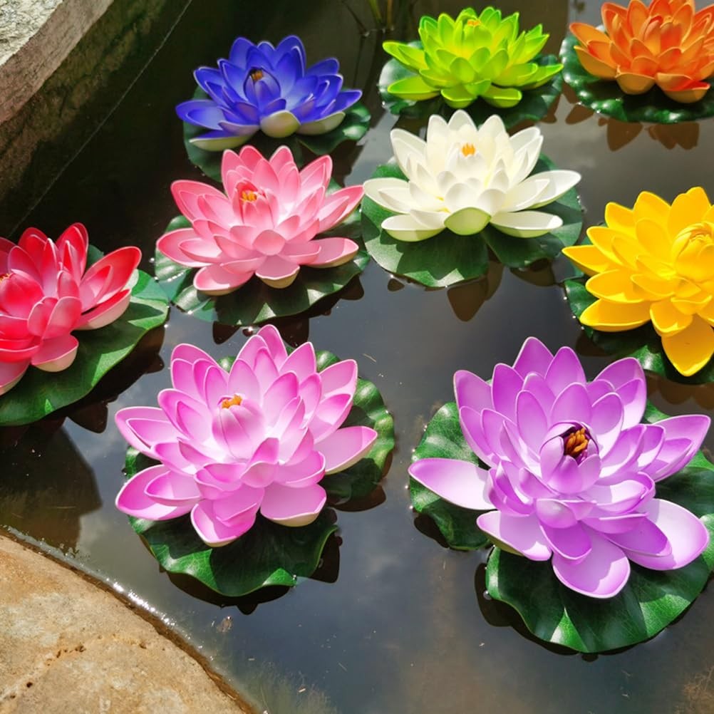 MHYGKTXRA 14pcs Lily Pad for Ponds, Artificial Lotus, Realistic Water Floatin…