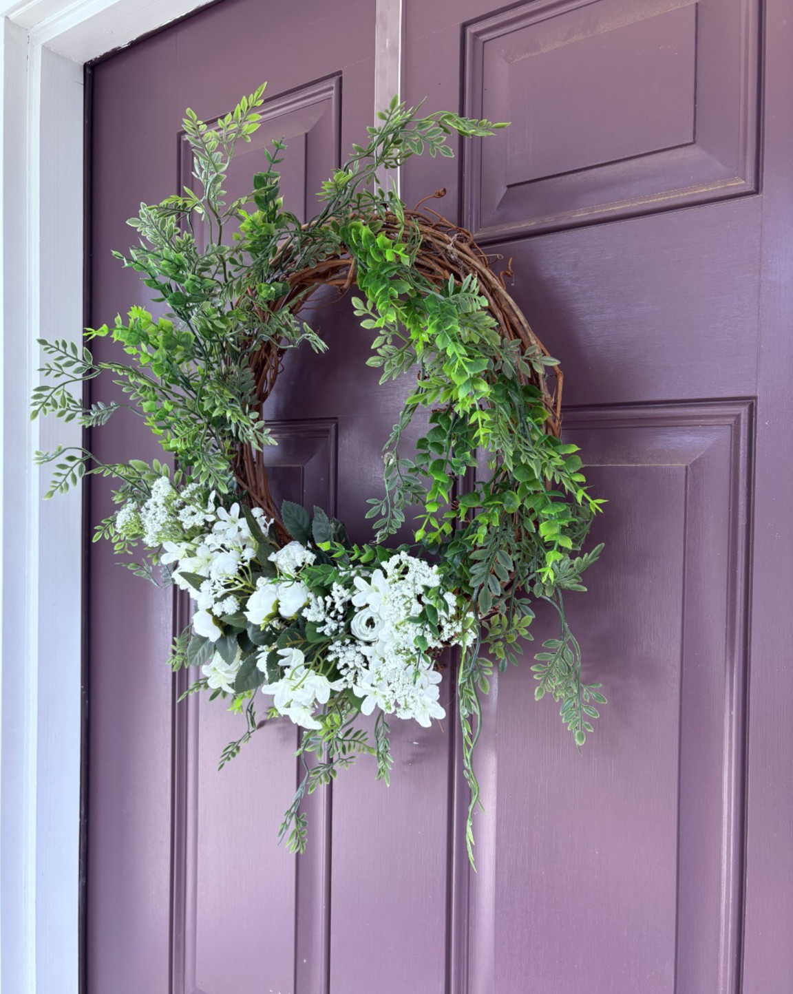 Spring, Summer or Any Occasion Handcrafted Faux / Plastic White flowers Wreath