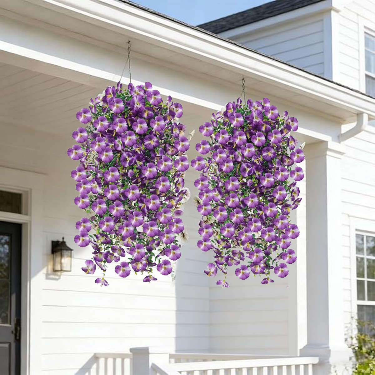 4 Pcs Artificial Flowers UV Resistant No Fade Fake Hanging Flowers Plants Faux