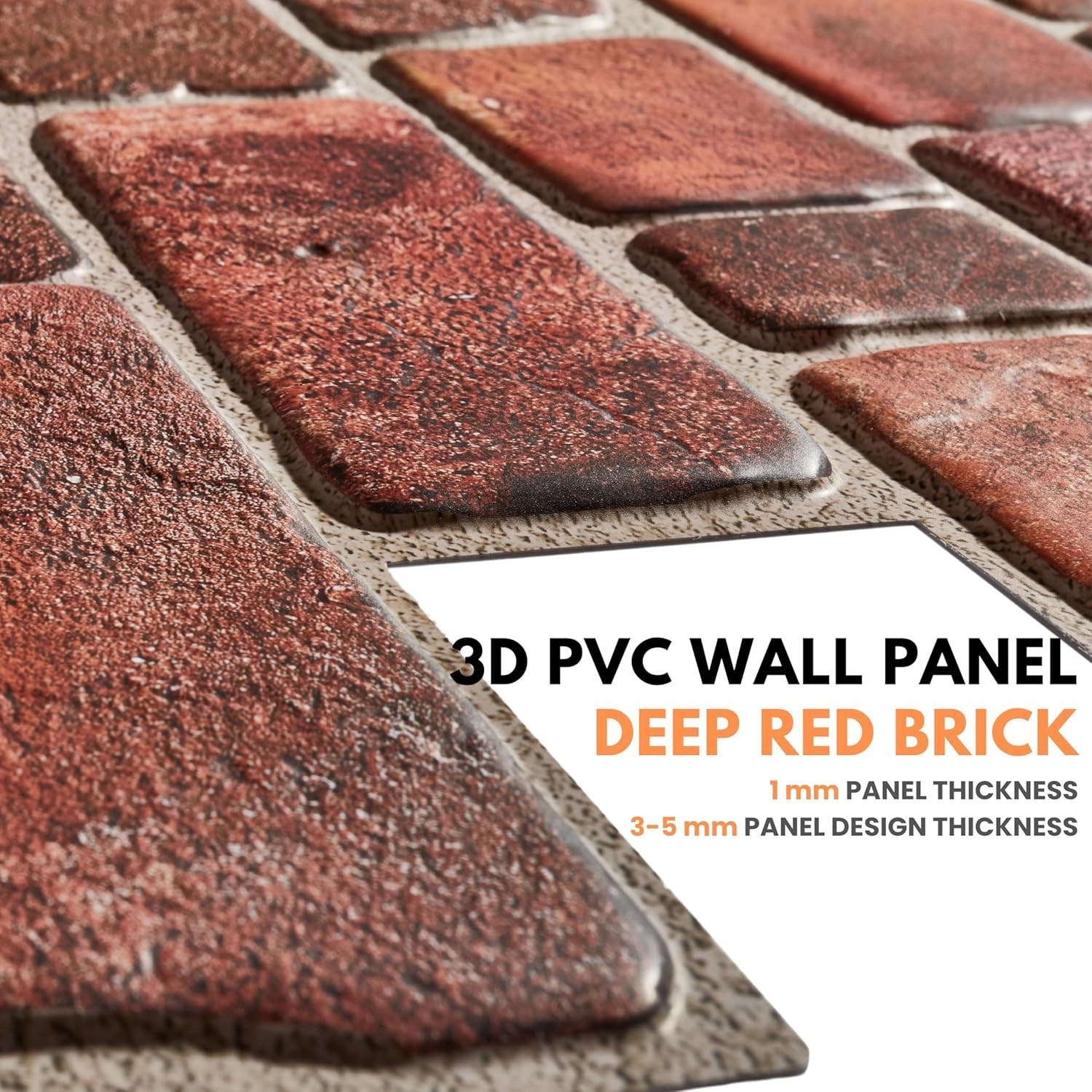 3D Faux Brick Wall Panels 37.8’’X18.9’’ – 10 Sheets, Covers 4.6 Sqm / 49.6