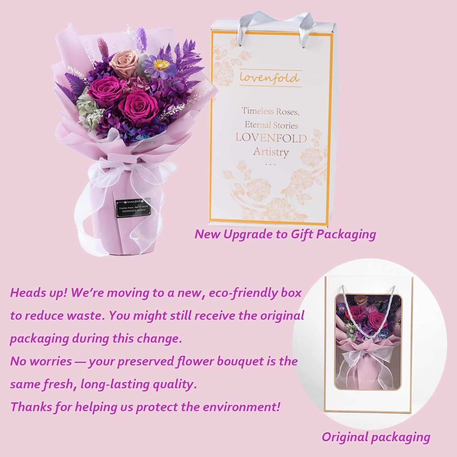 Preserved Flowers for Delivery, Purple Rose Bouquets That Last 1-3 , Birthday…