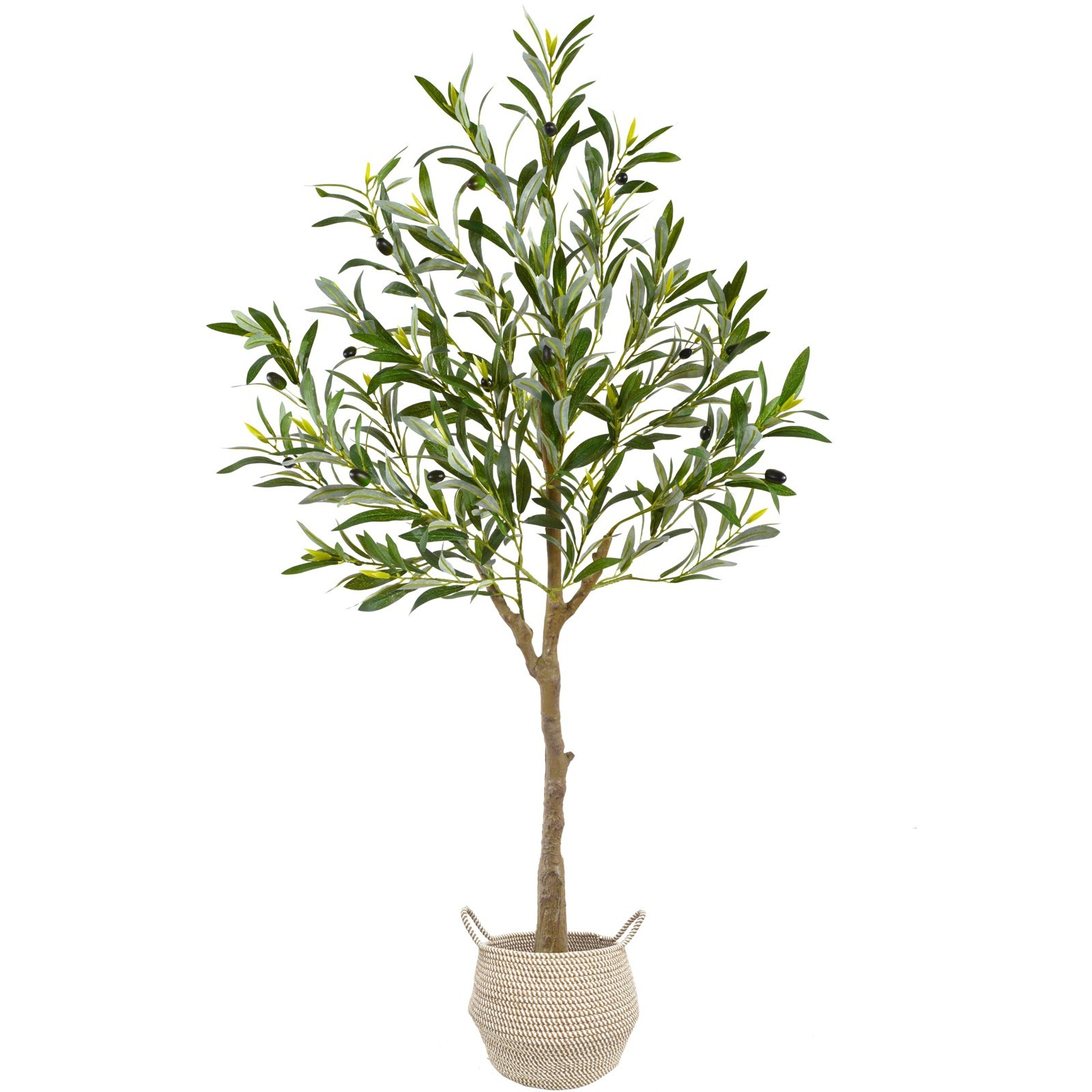 4ft Faux Olive Tree with Basket – Realistic Silk Plant for Indoor/Outdoor Décor