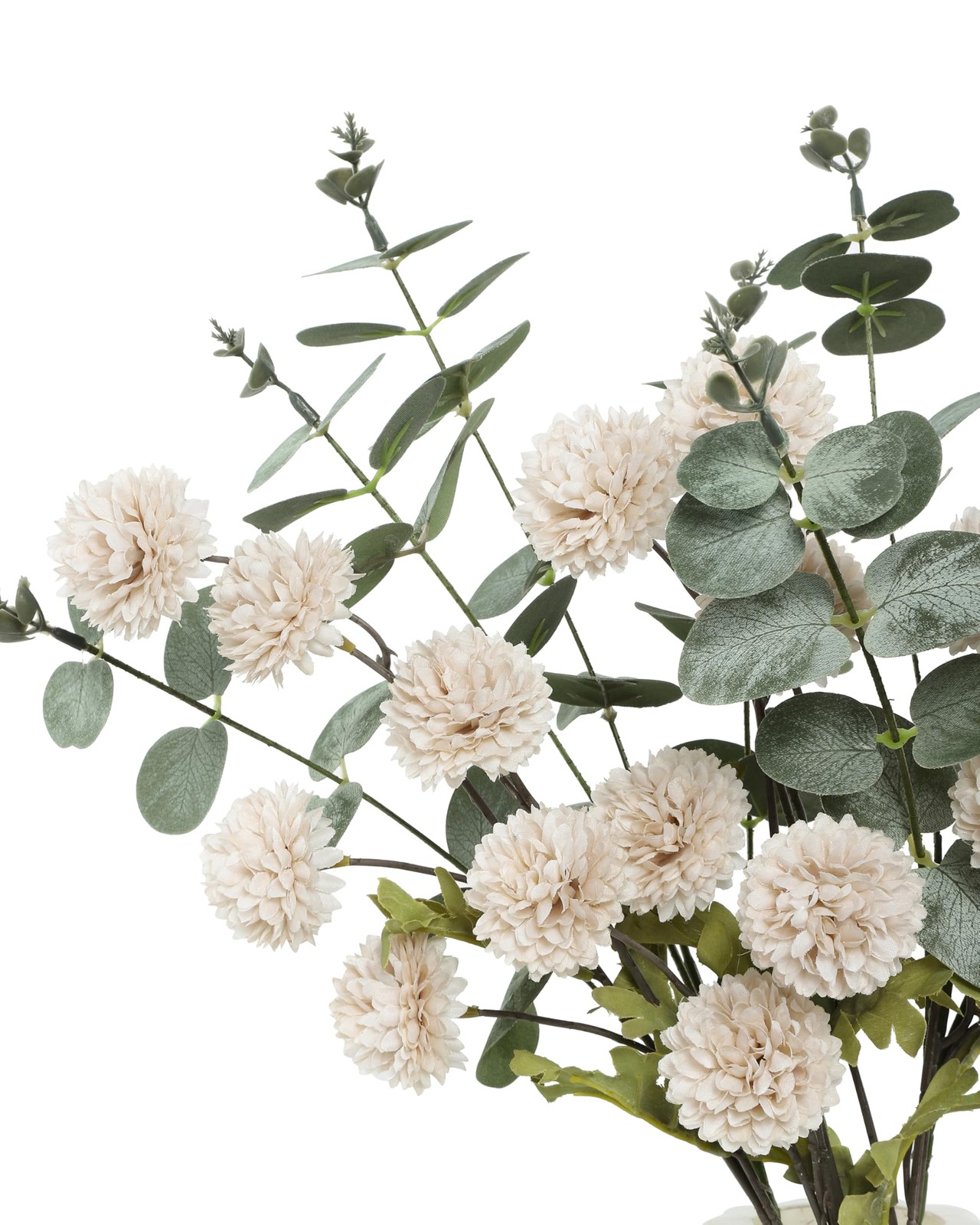 Faux Flowers for Vase Kiku 8 Stems & 3 Eucalyptus,Fake Flowers Stems for DIY …