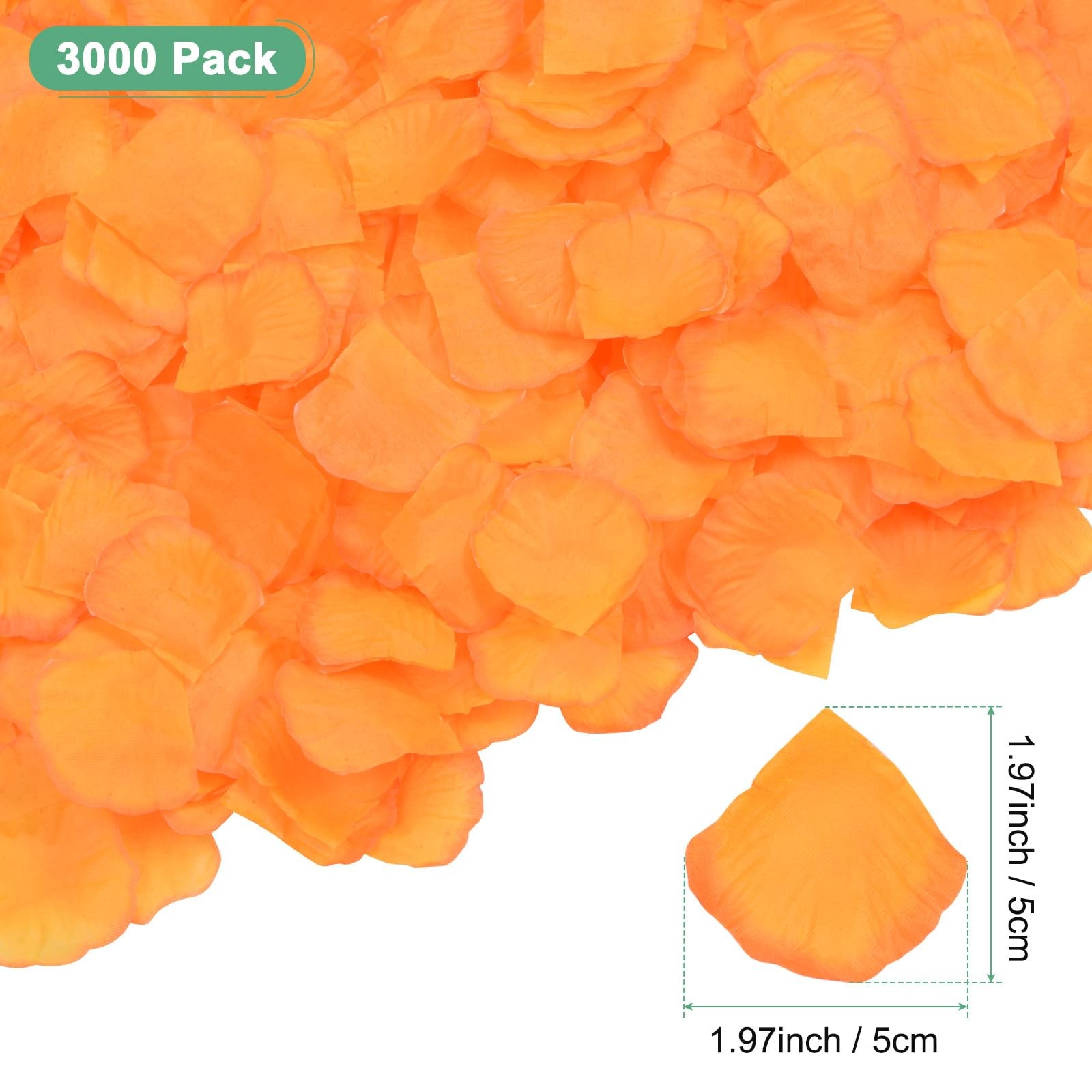 3000 PCS Orange Silk Rose Petals 1.97×1.97 Inch Wedding Aisle Decor Party