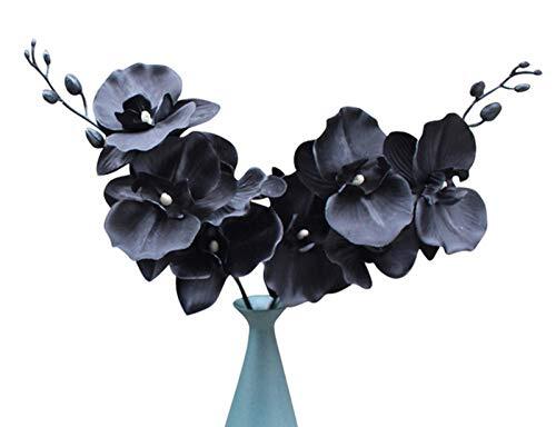 Artificial Orchid Stems Set of 3,18” Black Dancing Orchid,UV Resistant No Fade