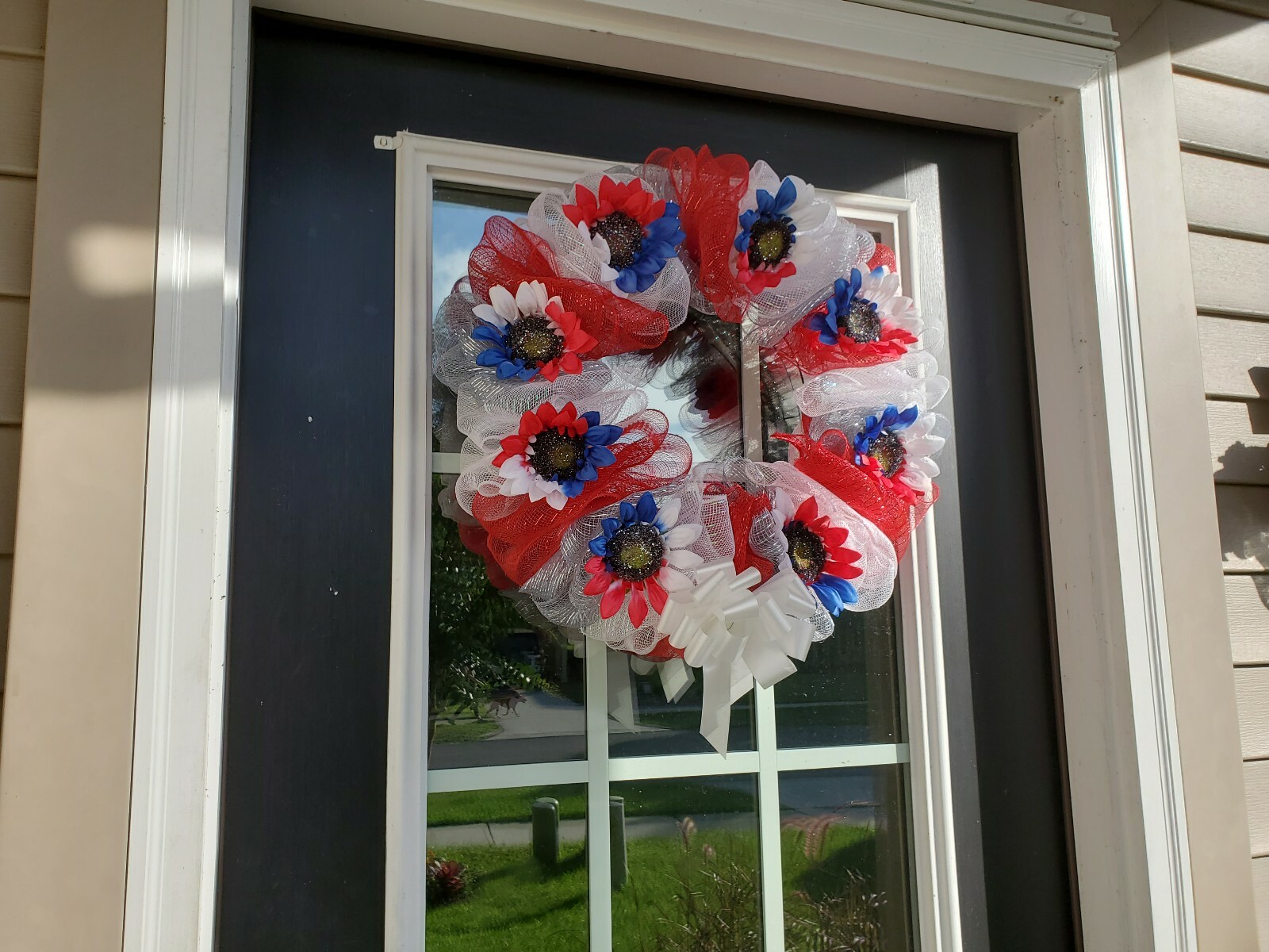 RED BLUE WHITE Deco Mesh PATRIOTIC Wreath Wall Decor Decoration 4th of July BOW