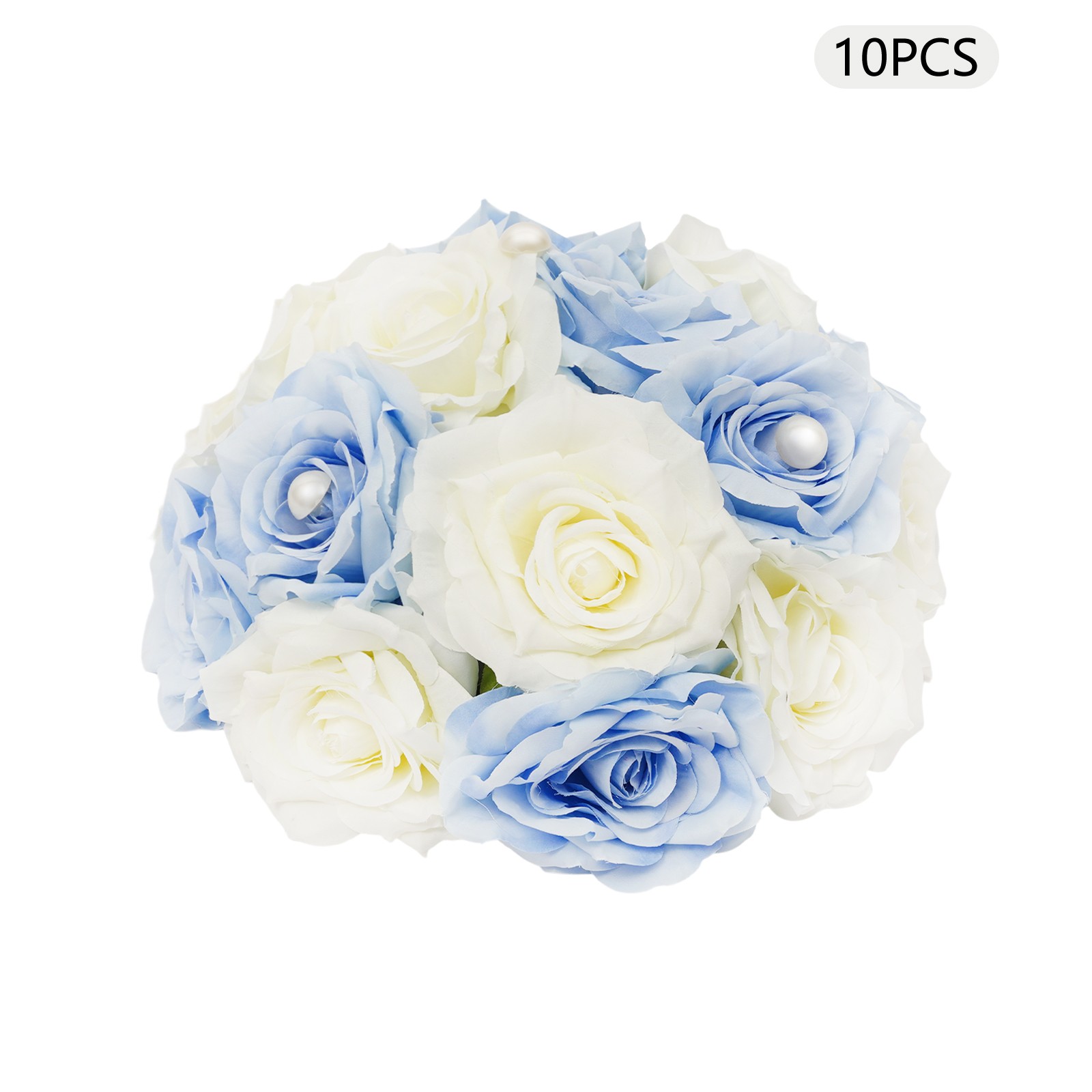 10 Pcs Handmade Bouquet Party Wedding Artificial Flower Balls Deco, White+Blue