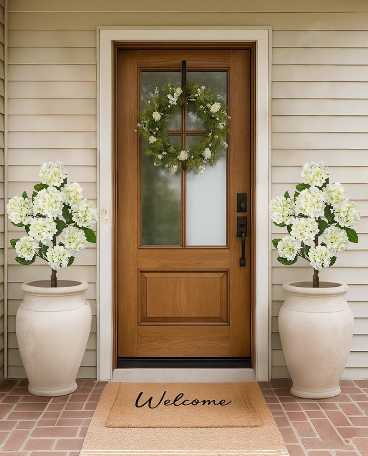 3FT White Hydrangea Artificial Flowers Tree Large Real Touch Faux Silk Hydrangea