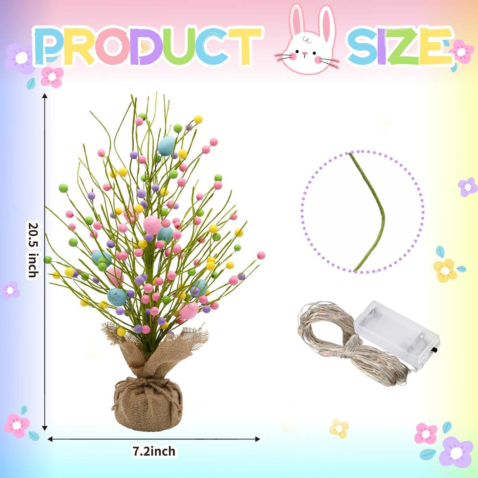 CRCZK Lighted Easter Table Tree Decorations 20.5 Inch Easter Eggs Trees Decor…