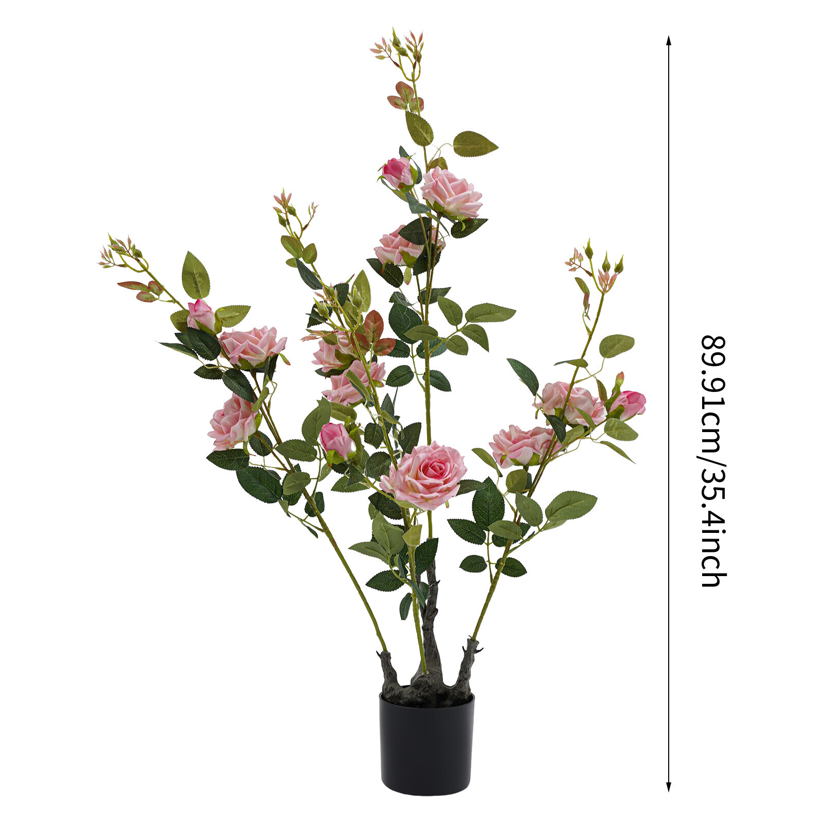 2-Pack Artificial Pink Rose Trees 35.4in (89.9cm) Silk Faux Flower Indoor