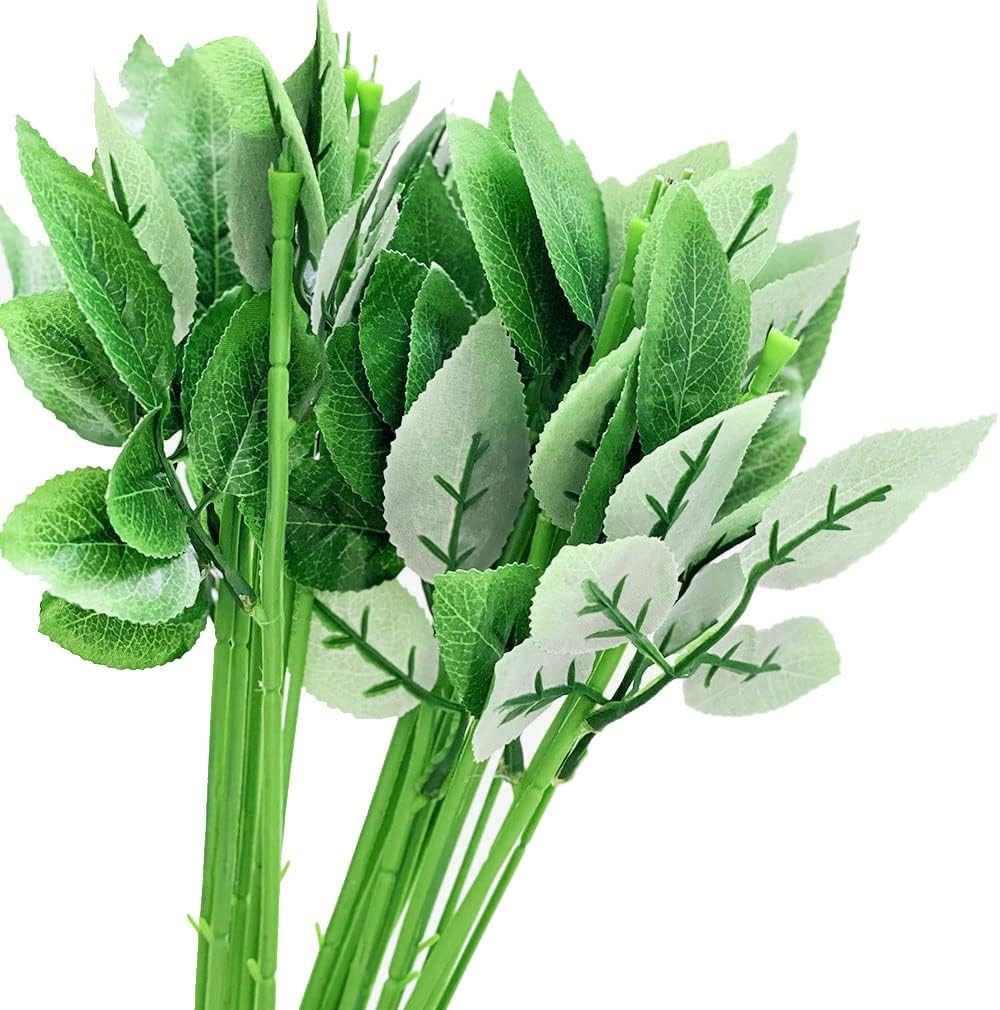 50Pcs Floral Wire Stem with Leaves Artificial Plastic Rose Floral Wire Stems DIY