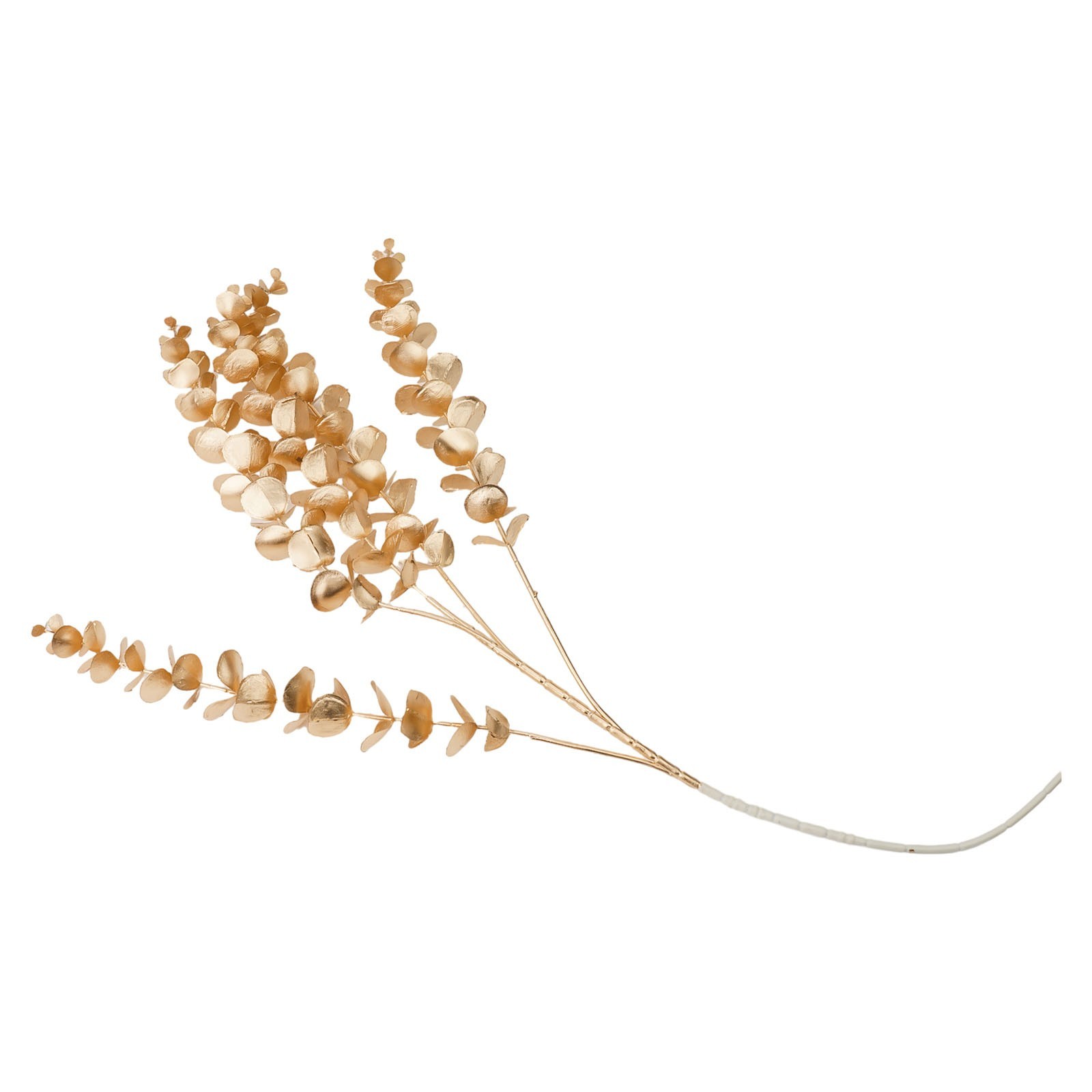 Simulated golden eucalyptus and ginkgo leaf flower arrangement for a chic touch