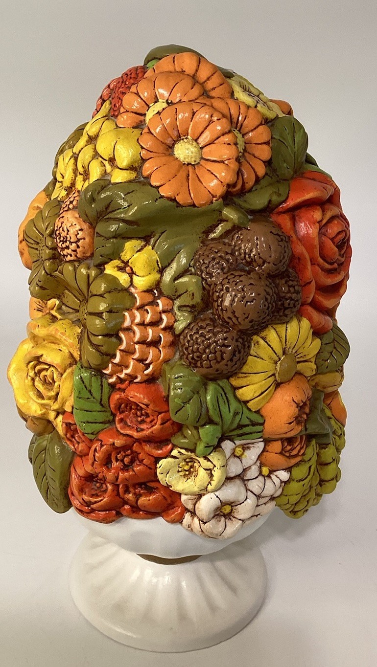 Holland Mold 1970 Topiary Centerpiece Colorful Handmade Floral Retro Granny Core