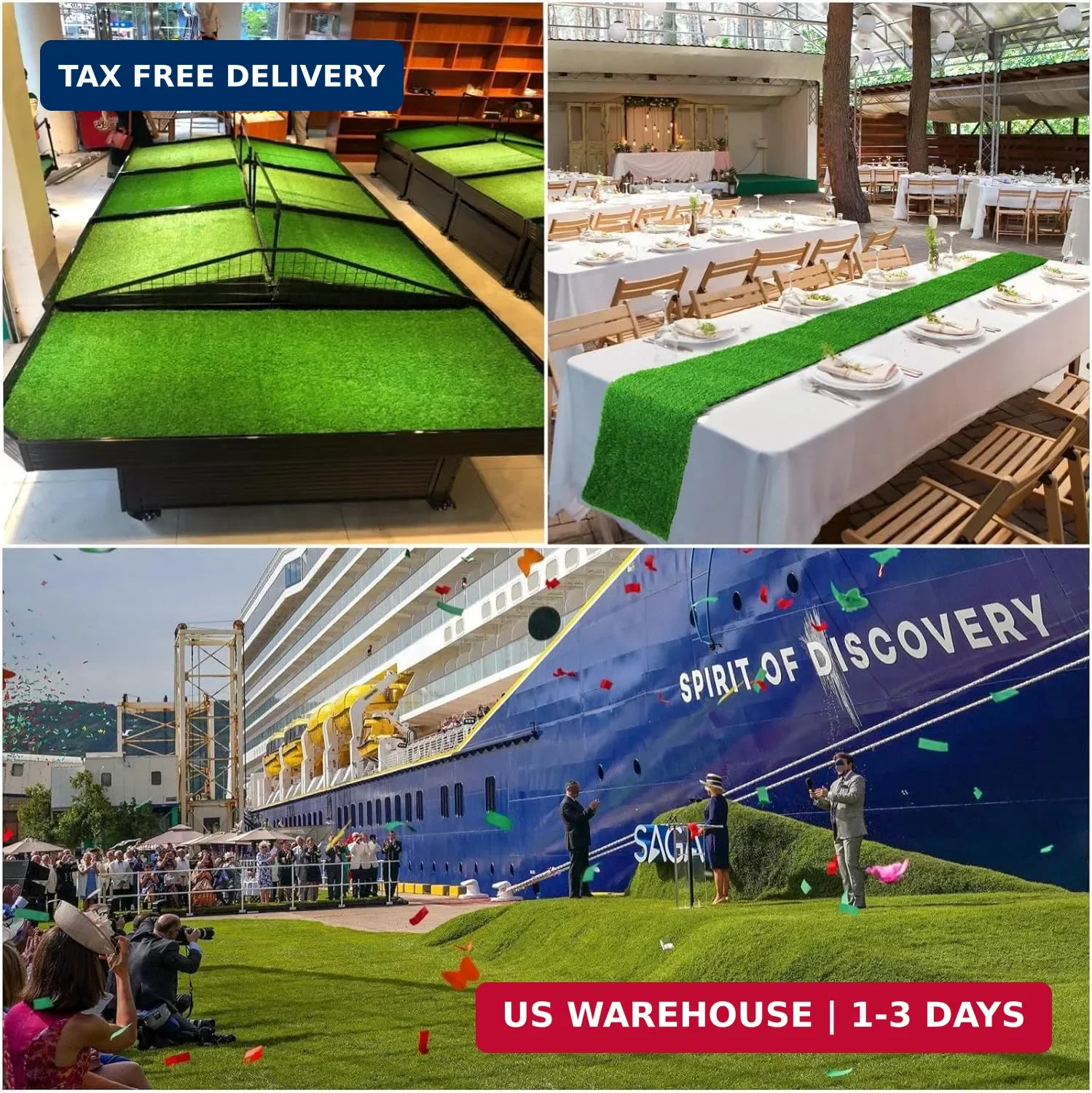 Artificial Grass Rug 1 ft x 3 ft, Synthetic Fake Grass Turf Mat for Party Weddin