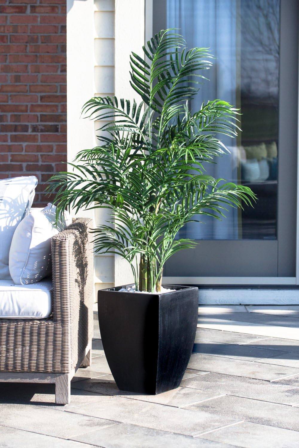 4.5Ft Areca Palm Tree in Black Planter – UV Resistant for Indoor/Outdoor Use