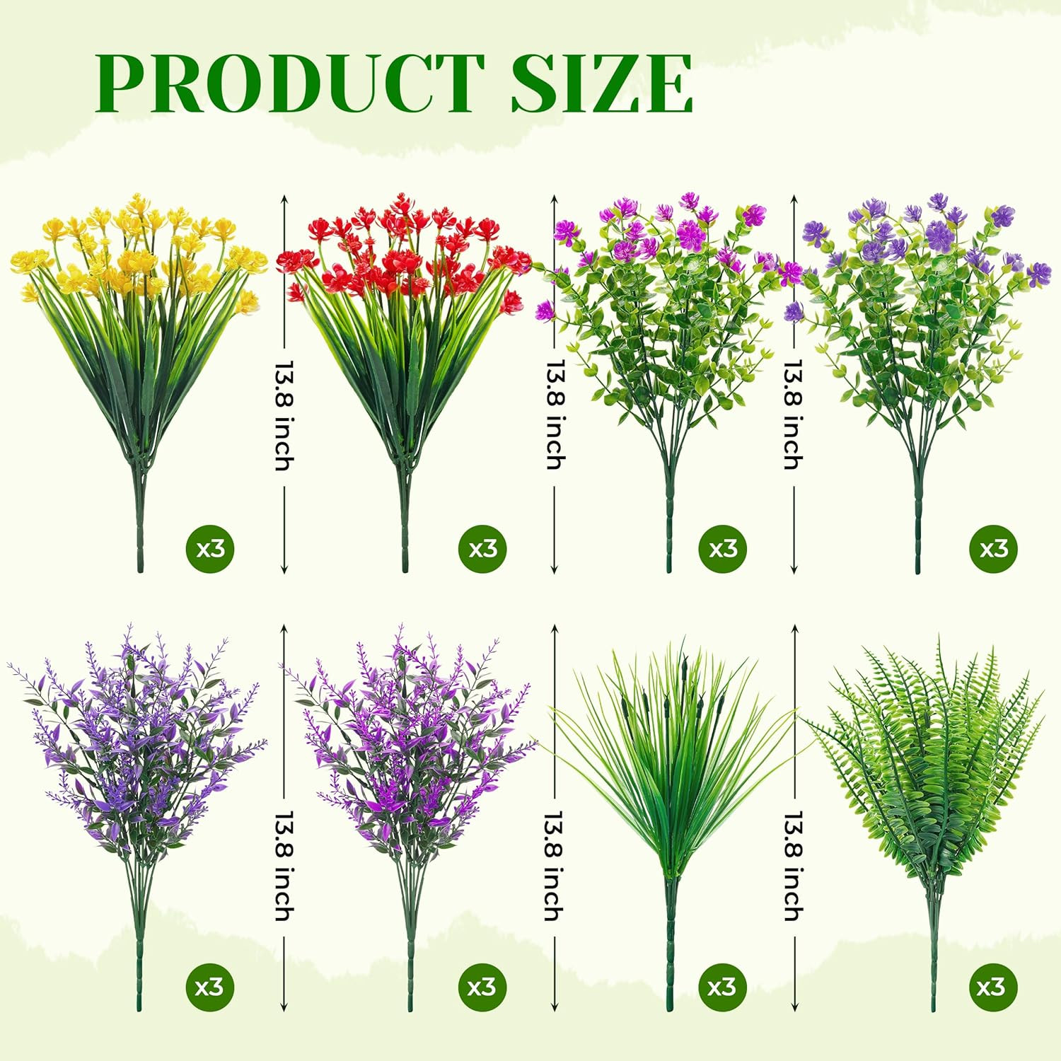 24 Bundles UV Resistant Fake Flowers Spring Artificial Flowers for Outdoors for