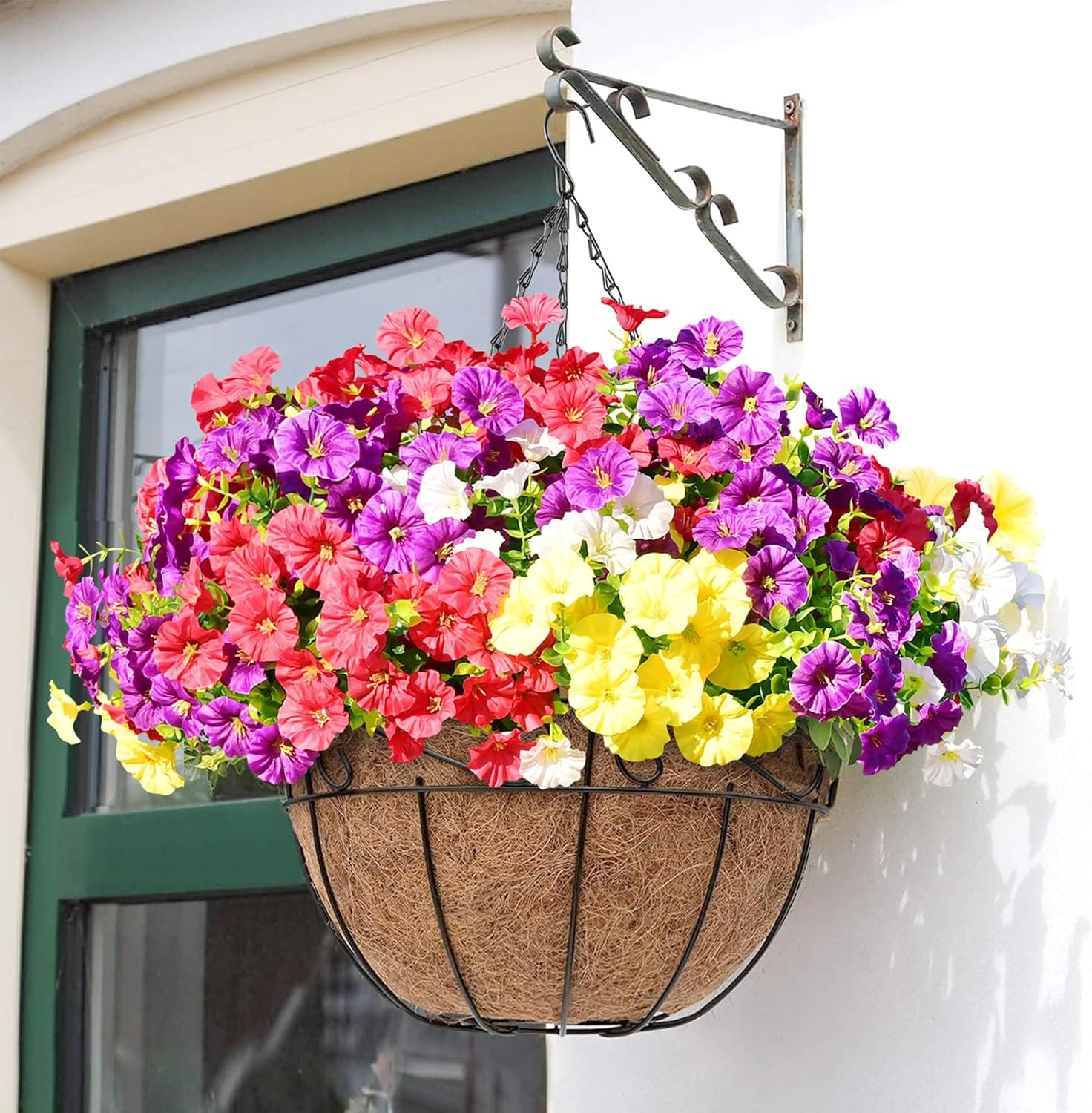 Artificial Flowers for Outdoors, 14 Bundles Fake Outdoor Flowers, UV Resistant A