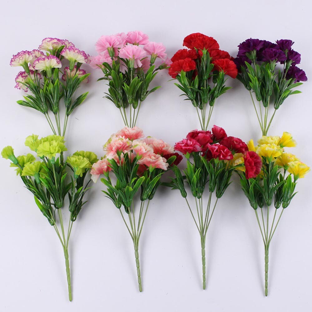 1PC Bright Artificial Carnation Fake Flower Bush Bouquet Home Wedding Decor