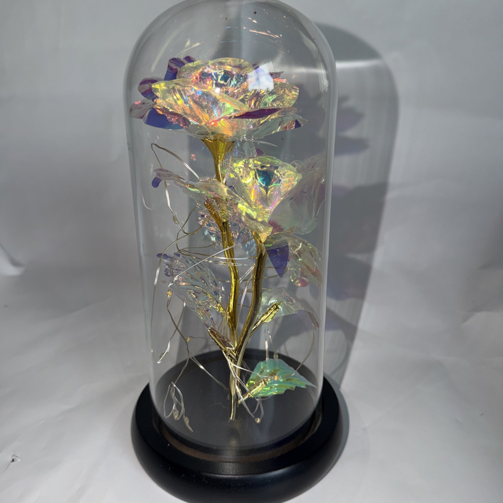 Iridescent Color Changing Flower In Glass Dome