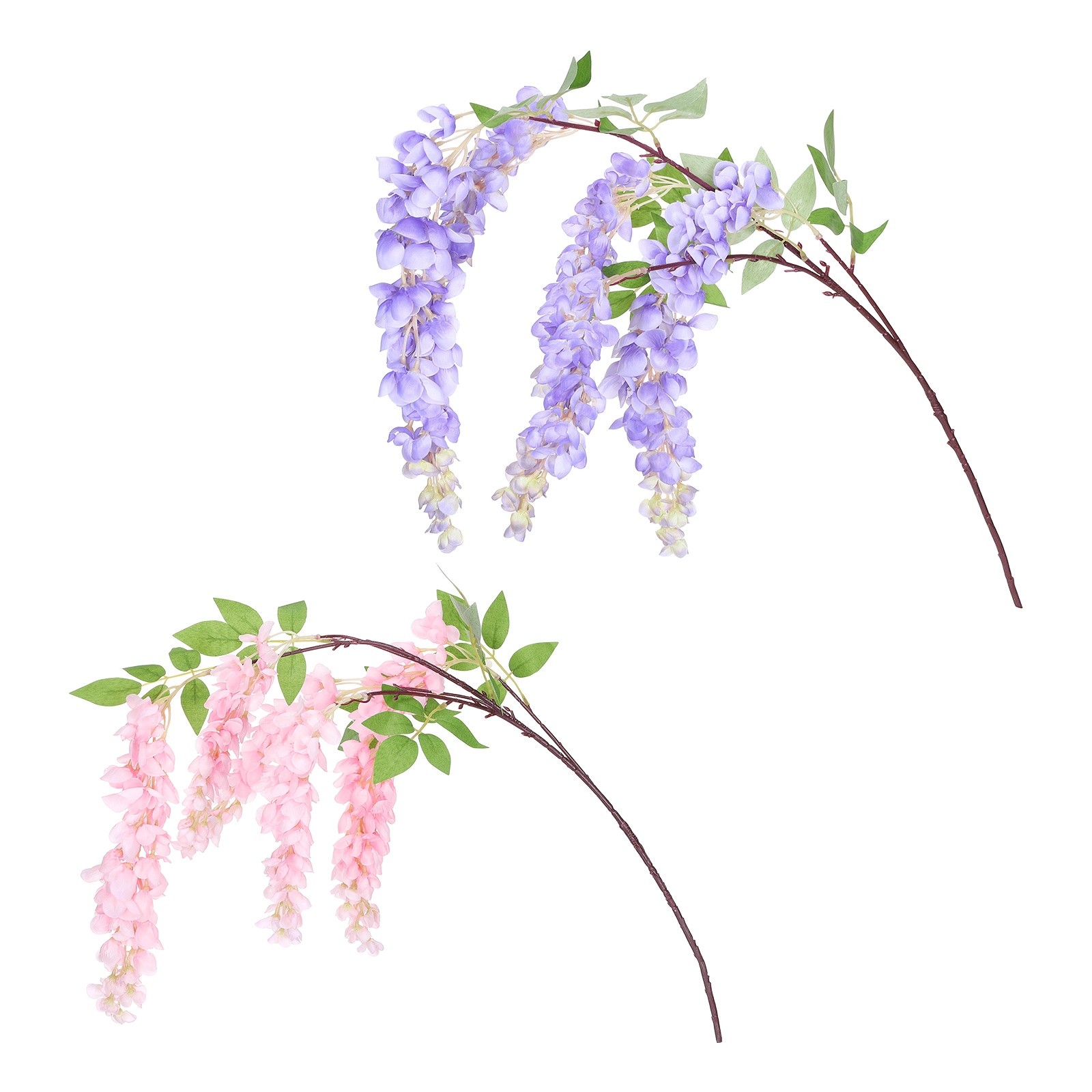2Pcs Artificial Wisteria Hanging Flower 3.9ft Fake Hang Floral Purple/Light Pink