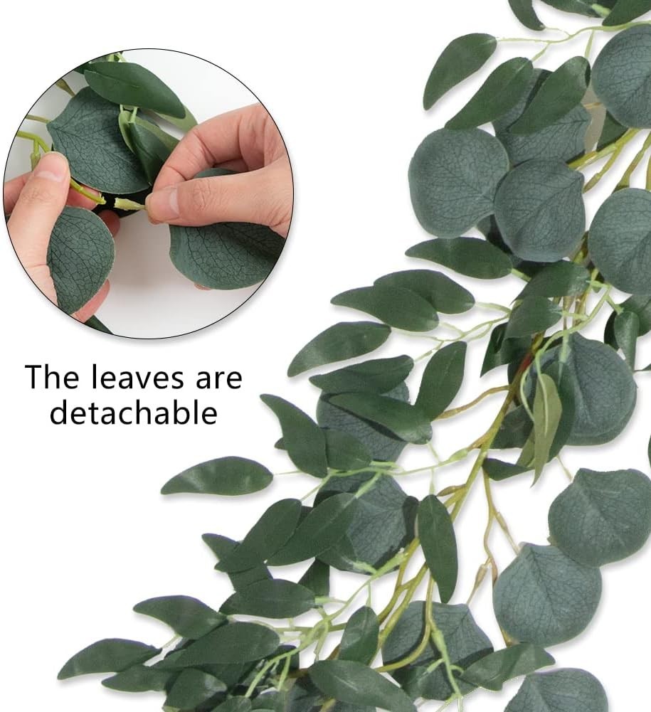 3Pcs Fake Eucalyptus Vines, 6.5FT Silk Ivy Garland, Odorless Lush Green Leave…