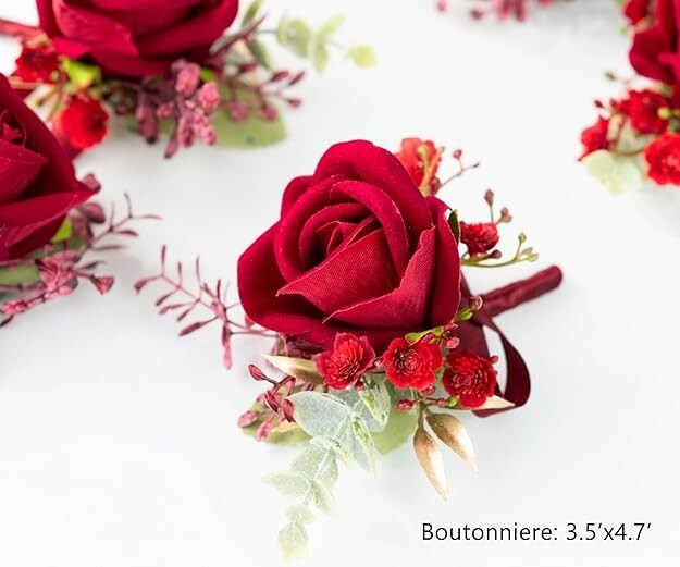 Corsage and Boutonniere Set for Groom Bride Groomsmen Bridesmaids Wedding Party