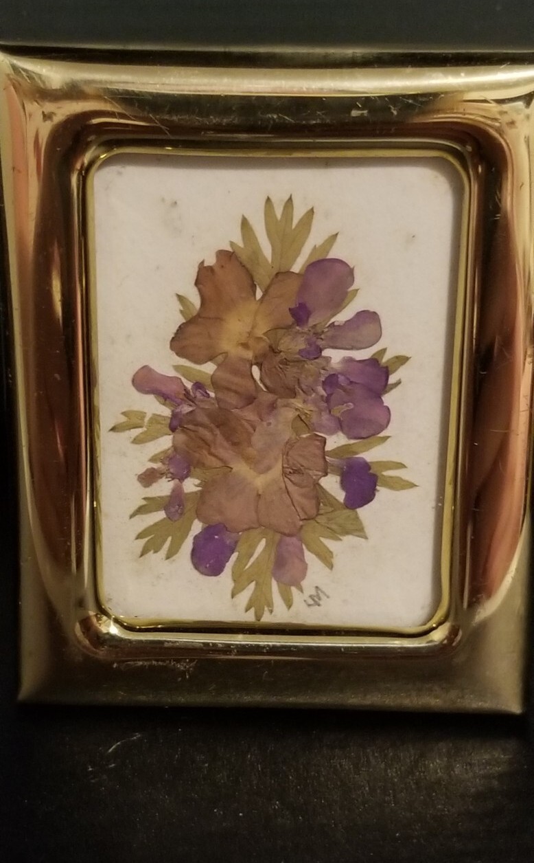 Small 2 1/8″ X 2 5/8″ Press Dried Flower # Lavendar, green Framed FF25