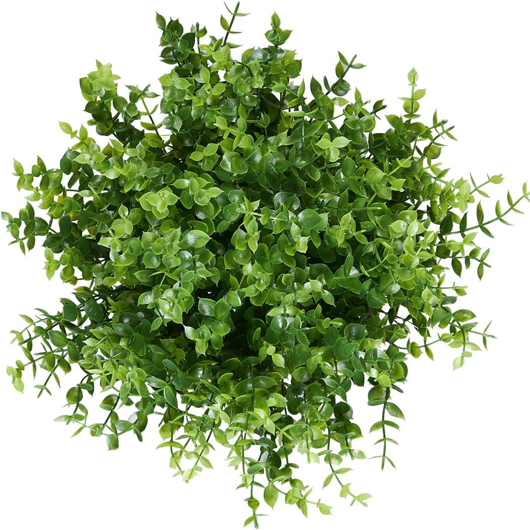 8PCS Artificial Eucalyptus Plants,Fake Boxwood Shrubs UV Resistant No Fade Faux