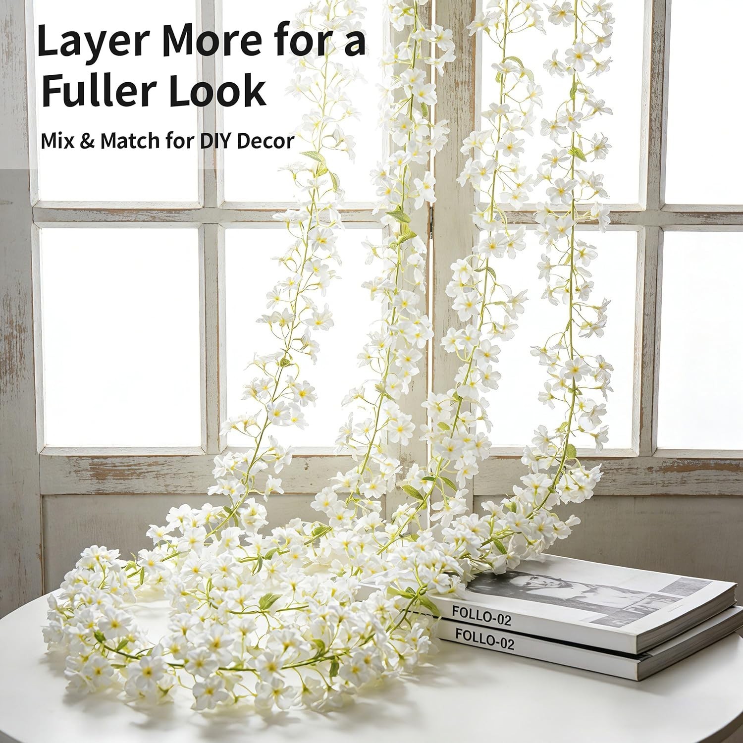 All-Season 6FT Artificial Silk Flower Garland Set – 2 Units for Indoor/Outdoor