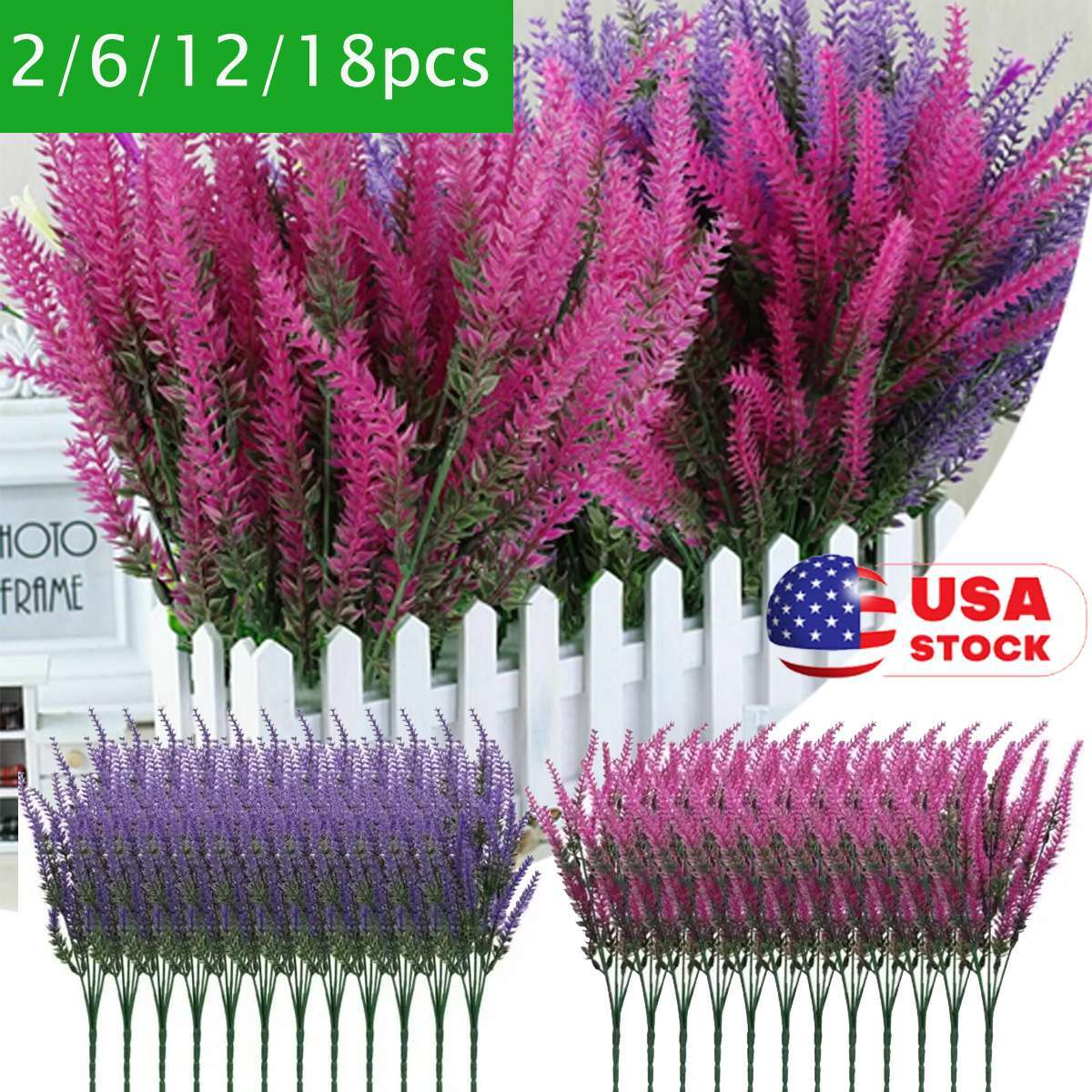 Artificial Flowers Fake Plants Decor 8 Bundles Hanging Outdoor Home Yard Garden