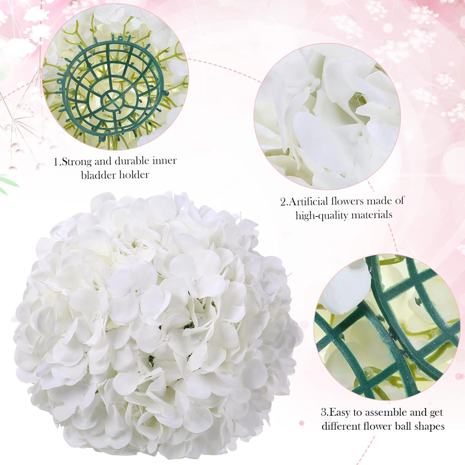 10 Pcs White Silk Hydrangea Flowers for Wedding & Home Decor