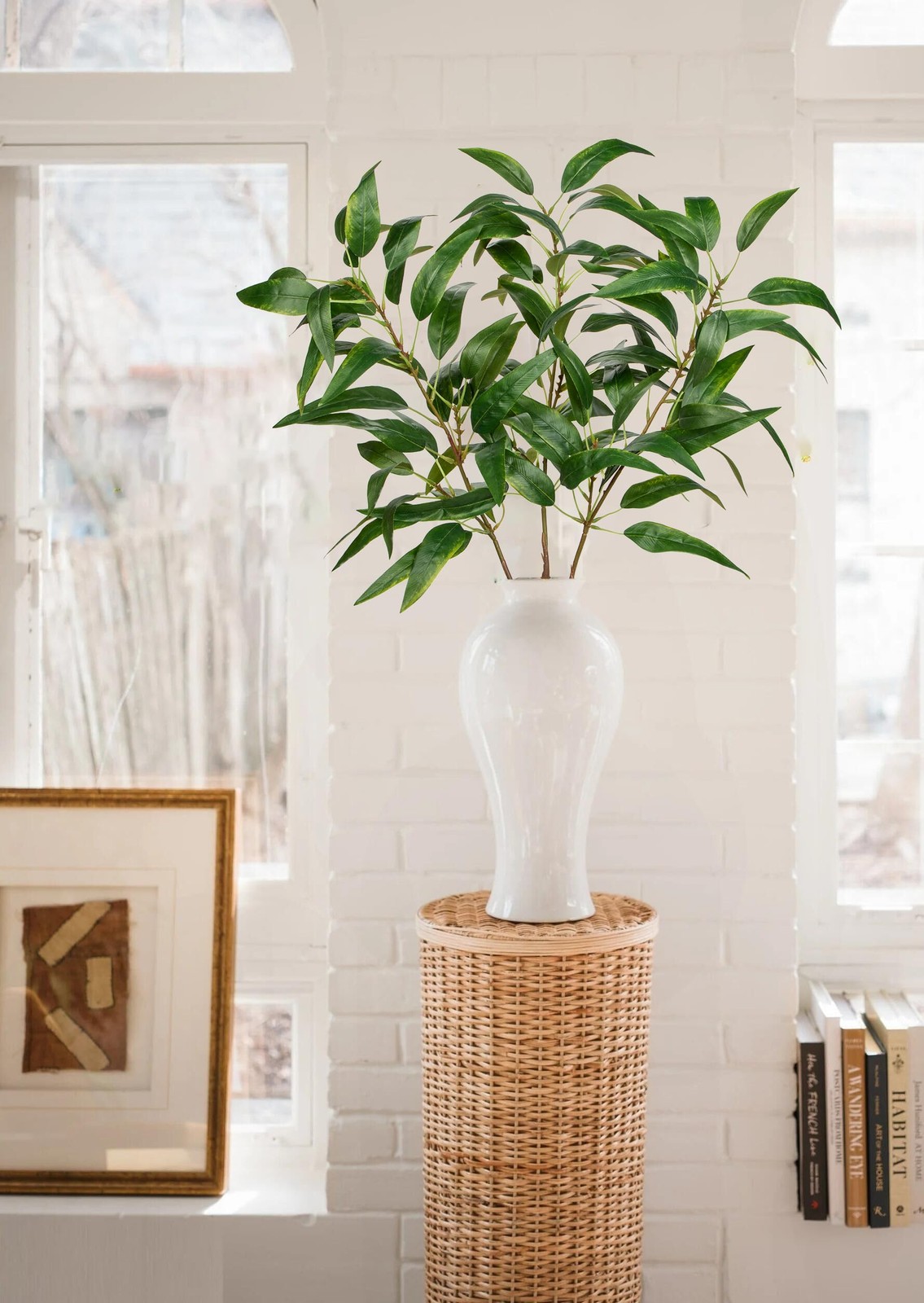 Faux Eucalyptus Stems Willow Eucalyptus Leaves 34” Long Fake Salix Leaves 3 Pcs