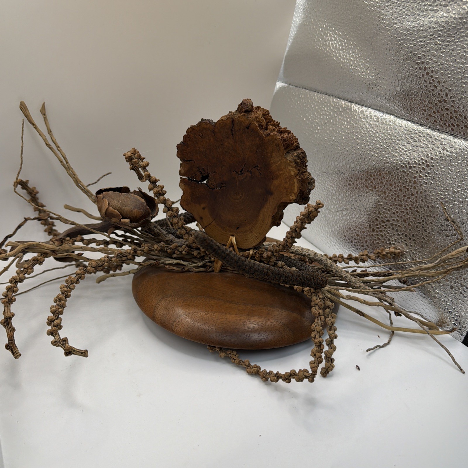Drift Wood, Dried Pods, Dried Plants Centerpiece Sculpture Shelf Decor Handmade