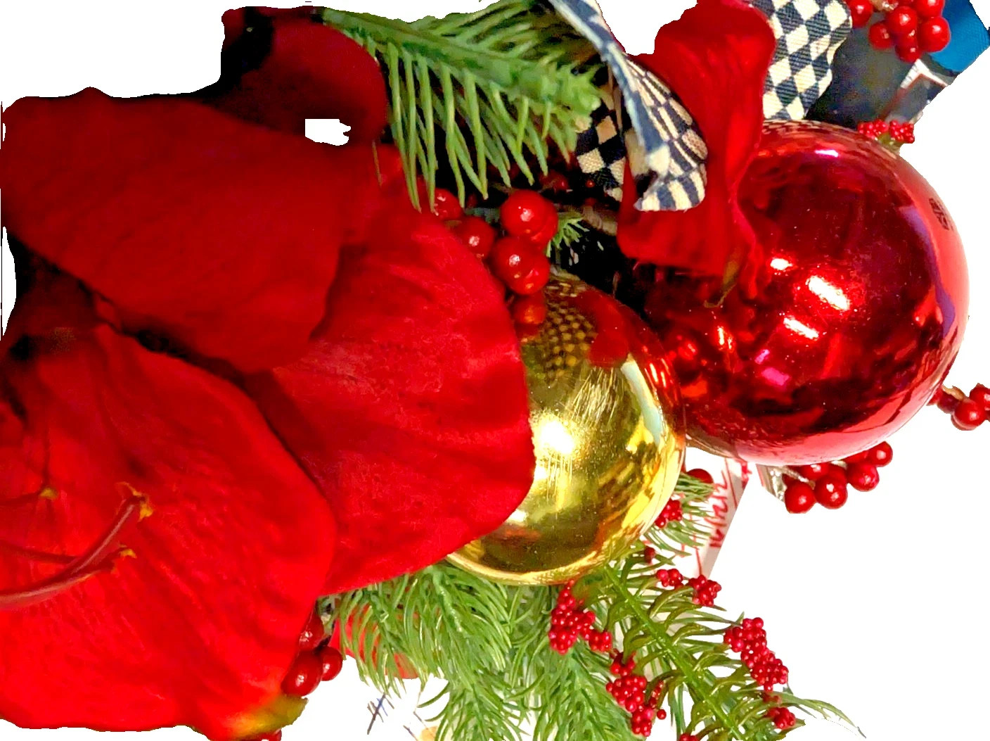 Mackenzie Childs Amaryllis large 6 stem Bouquet courtly flowers 24″ NEW w/ tags
