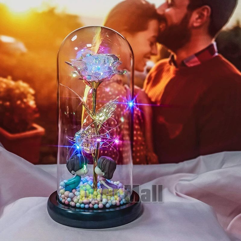 Eternal Enchanted Galaxy Rose in Glass LED Flower Christmas Gifts for Her Womens