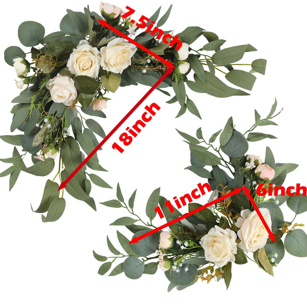 2pcs Small Size Artificial Wedding Arch Flowers for Sign, Floral Swag Dusty D…