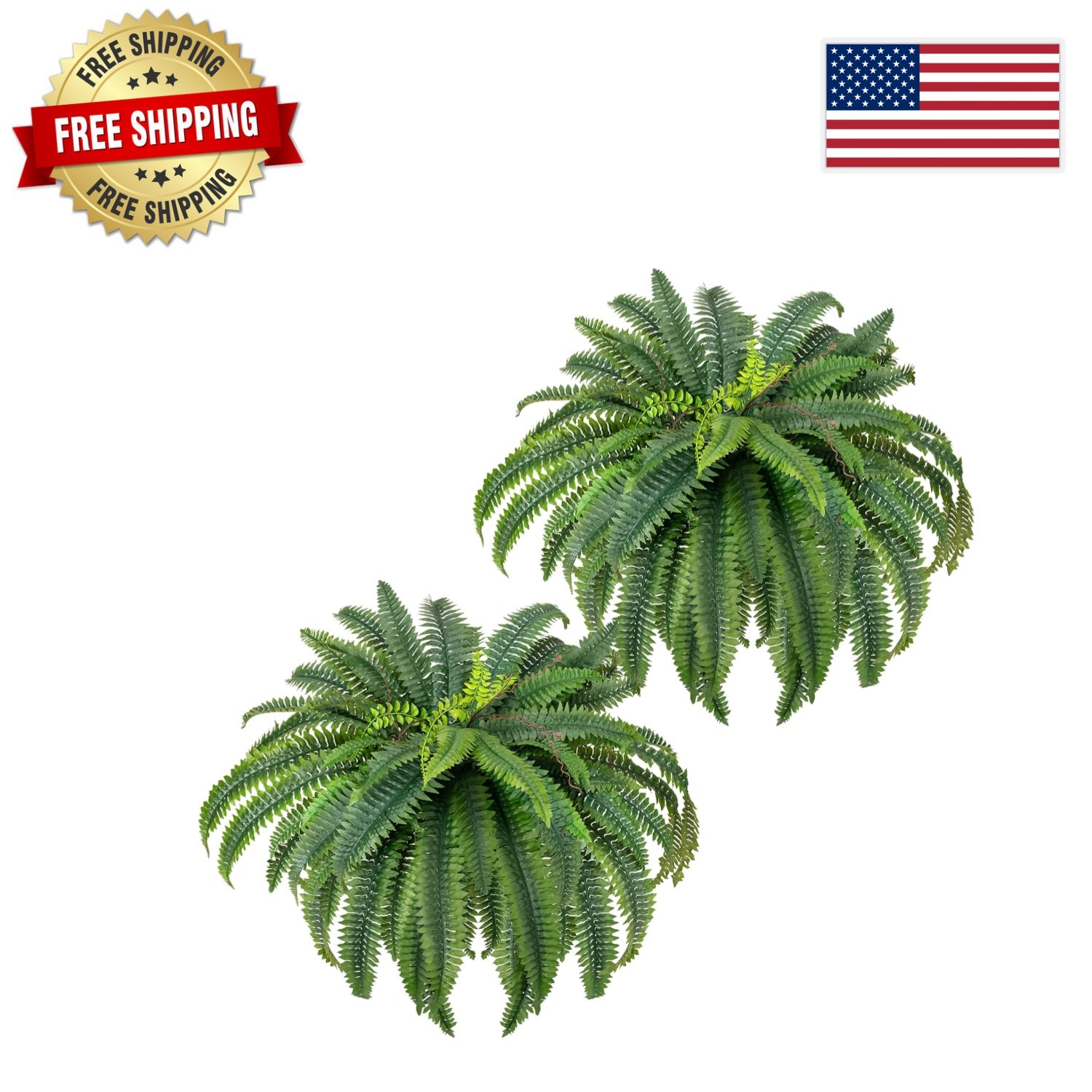 Washable Large Faux Ferns 45″ – Set of 2 for -Round Indoor & Outdoor Decor