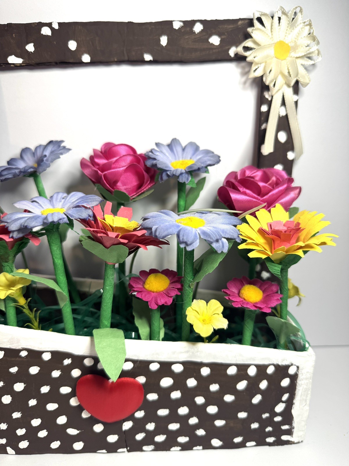 Handmade Floral Flower Basket Arrangement Centerpiece Home Decor Unique Gift