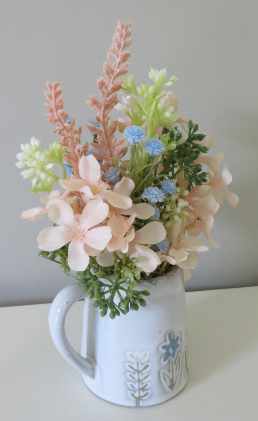 Easter Floral Arrangement in Small Decorative Ceramic Creamer – Home Decor #625