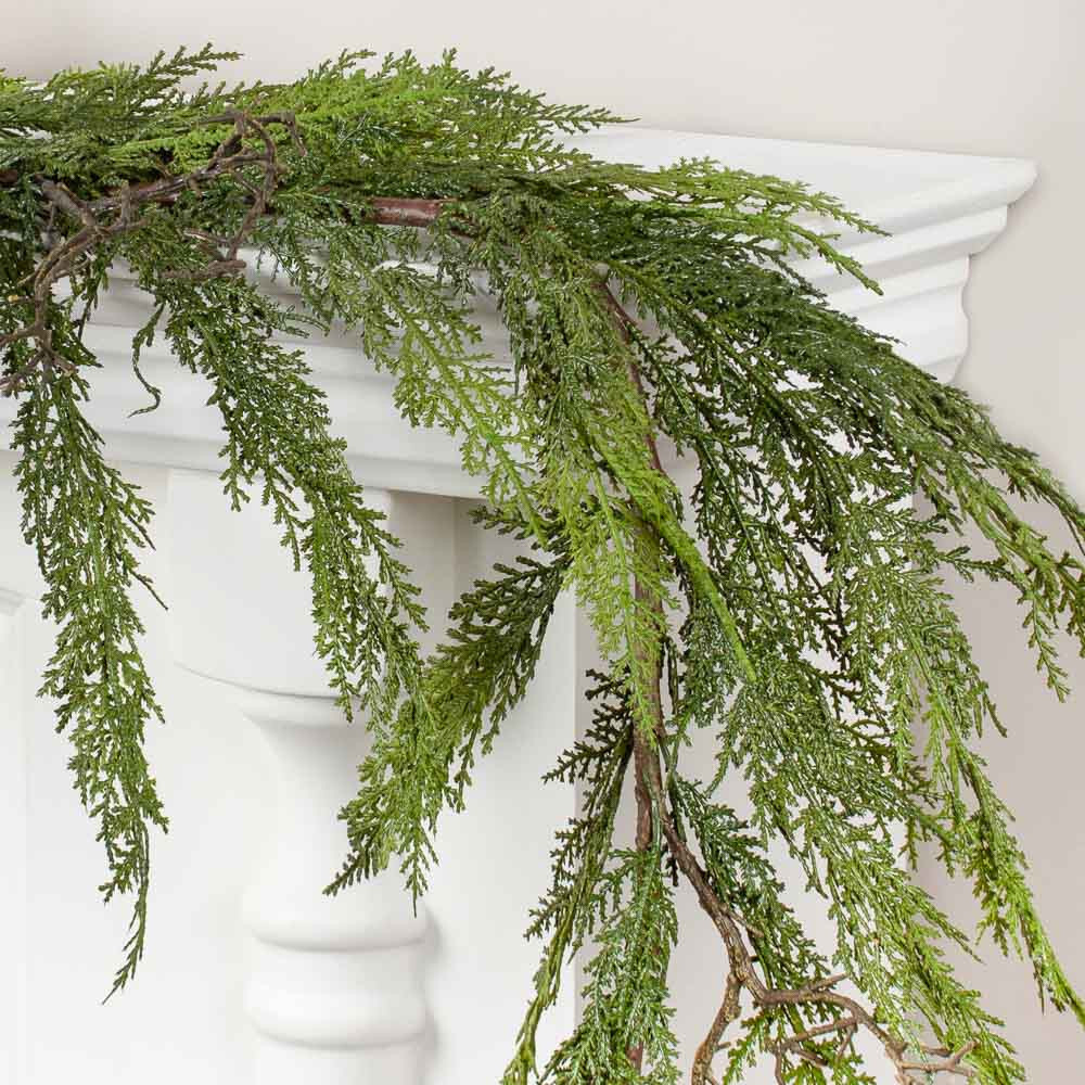 6 Foot Indoor/Outdoor Artificial Cedar Twig Garland