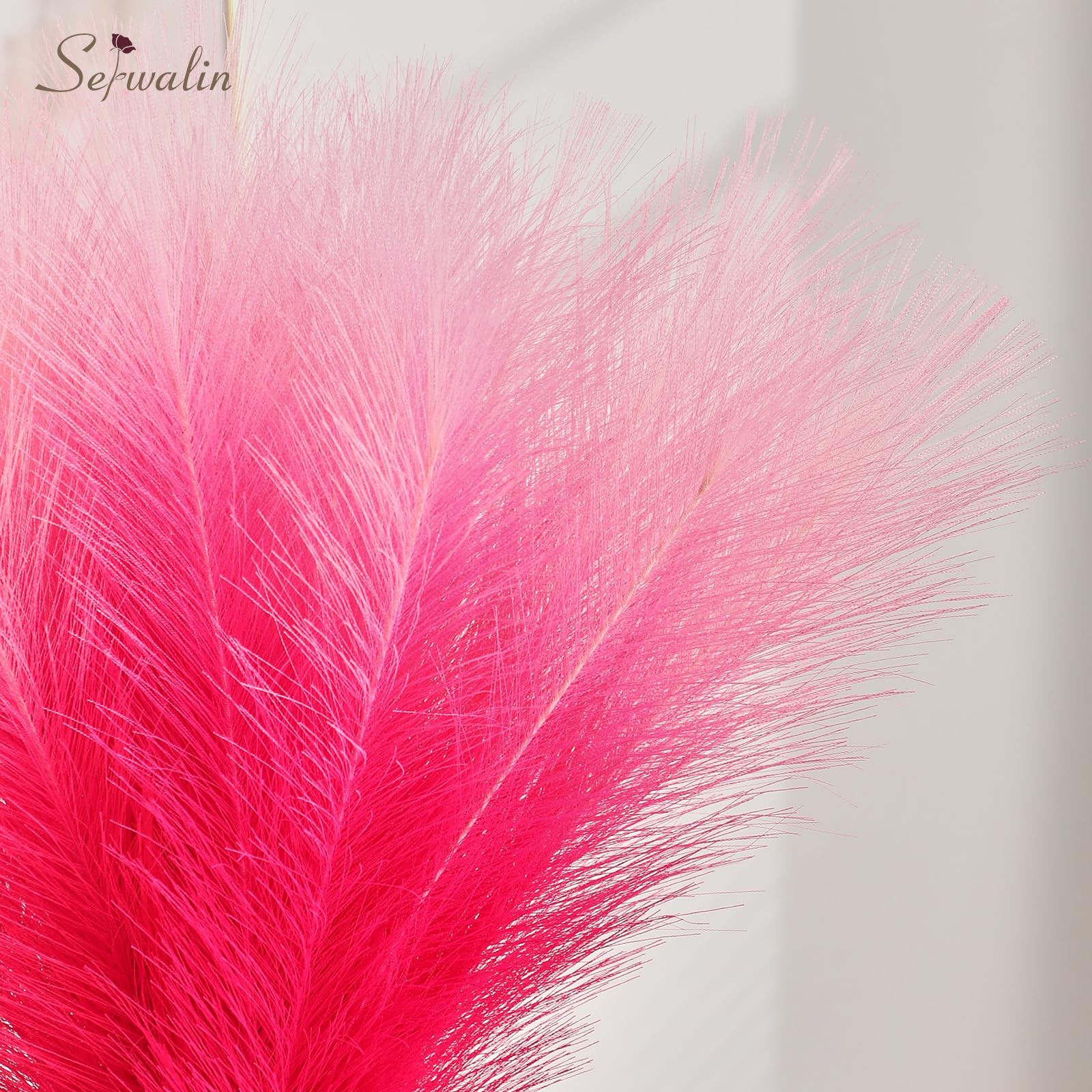 Gradient Hot Pink Pampas Grass Decor,17.7 Inch 6 Pcs Artificial Fluffy Pampas…