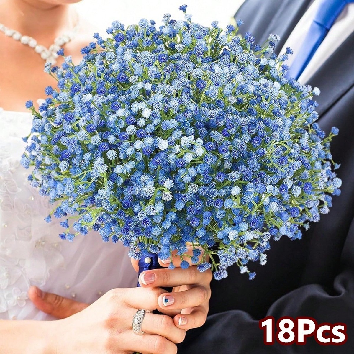 18Pcs Blue Babys Breath Artificial Flowers Gypsophila Bouquet Wedding Decor