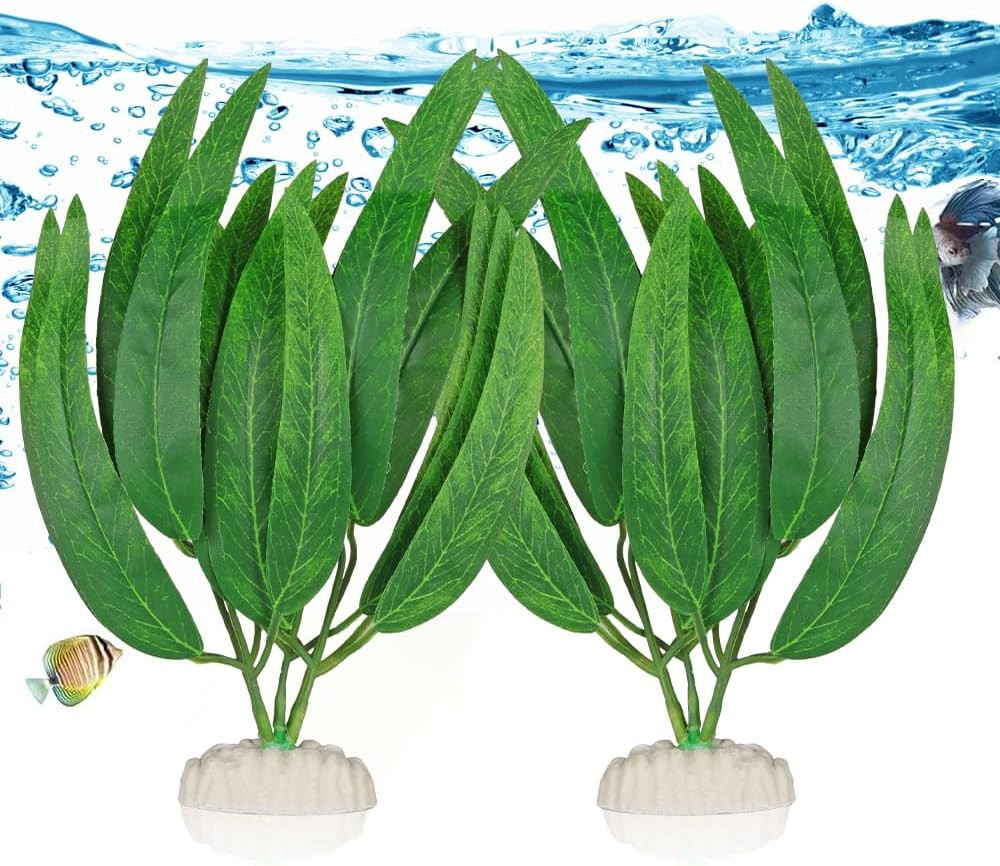 BEGONDIS 2Pcs Artificial Aquatic Plants Set – Lifelike Silk Fabric Leaves for A