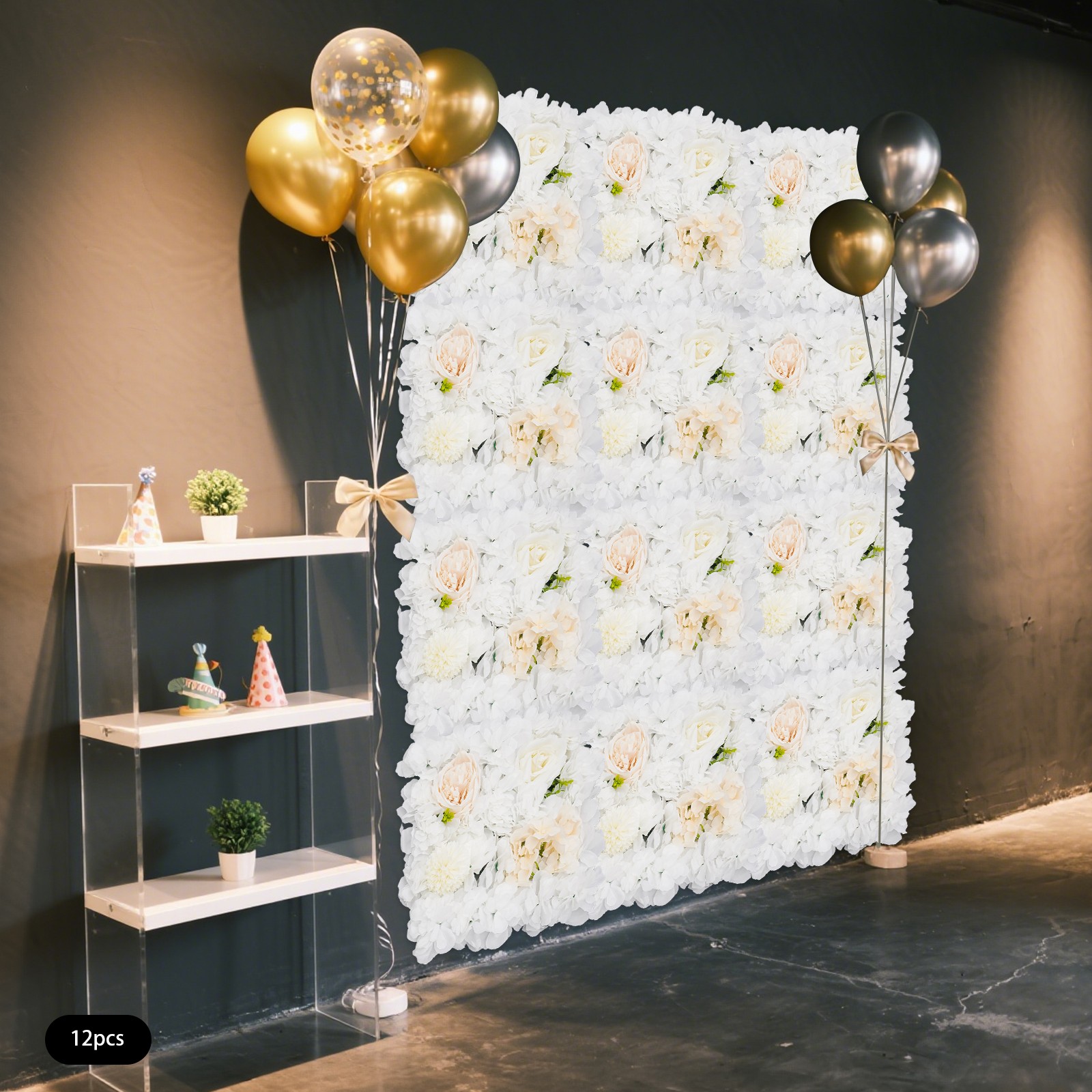 Artificial Flower Wall Panels, Artificial Flower Wall Backdrop, 12PCS Panels
