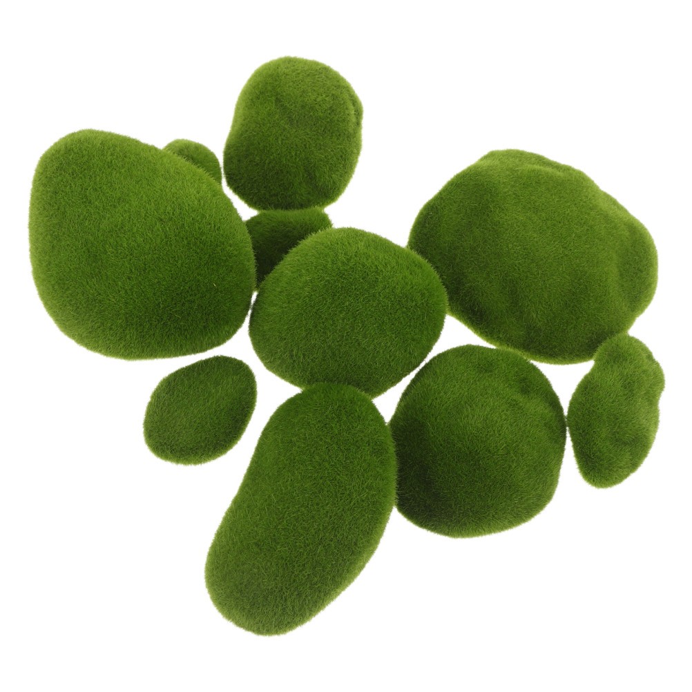 20 Pcs Simulation Moss Stone Realistic Artificial Rocks Decorative Faux