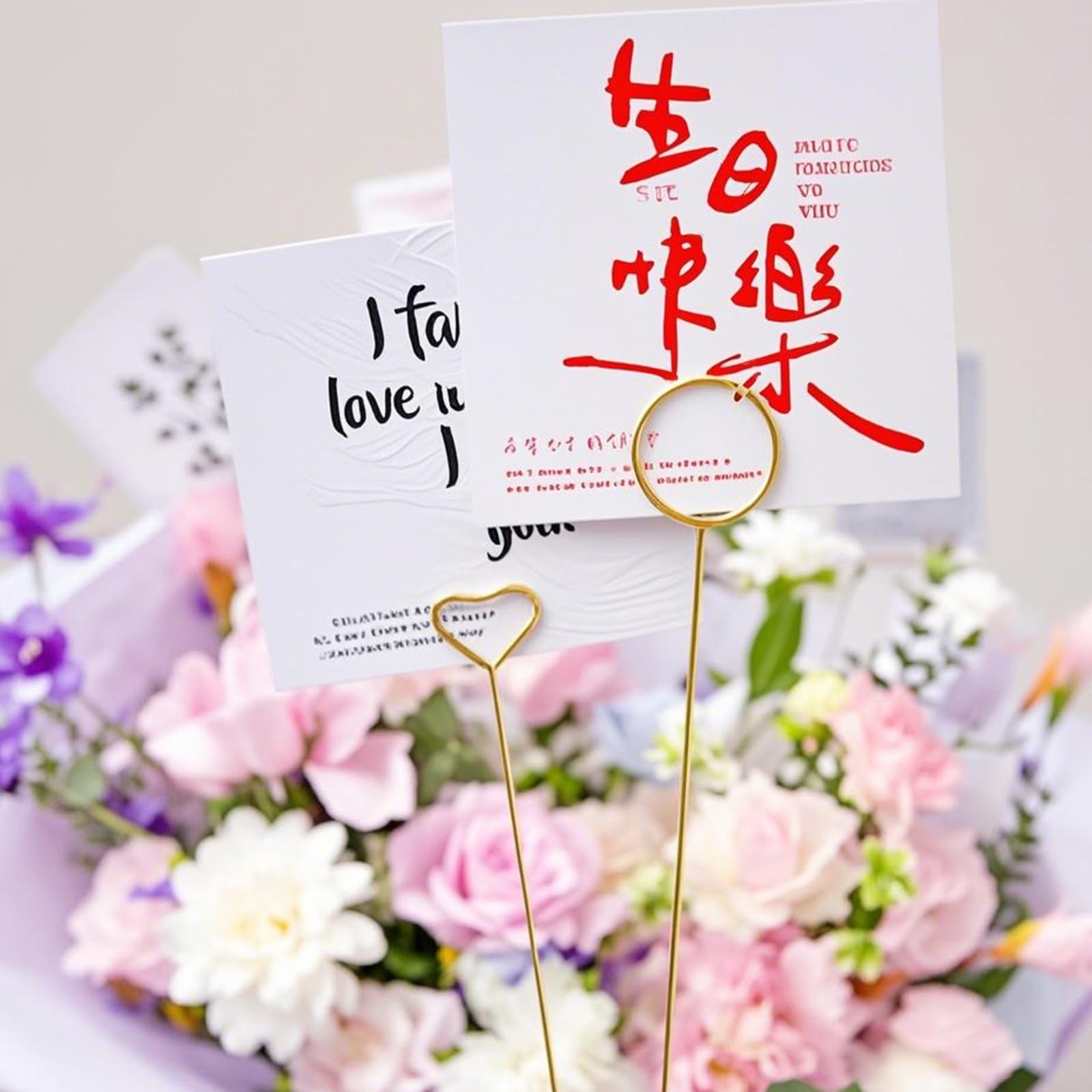 100 PCS 13.4 Inch Metal Floral Place Card Holder Picks, Metal Floral Place Ca…